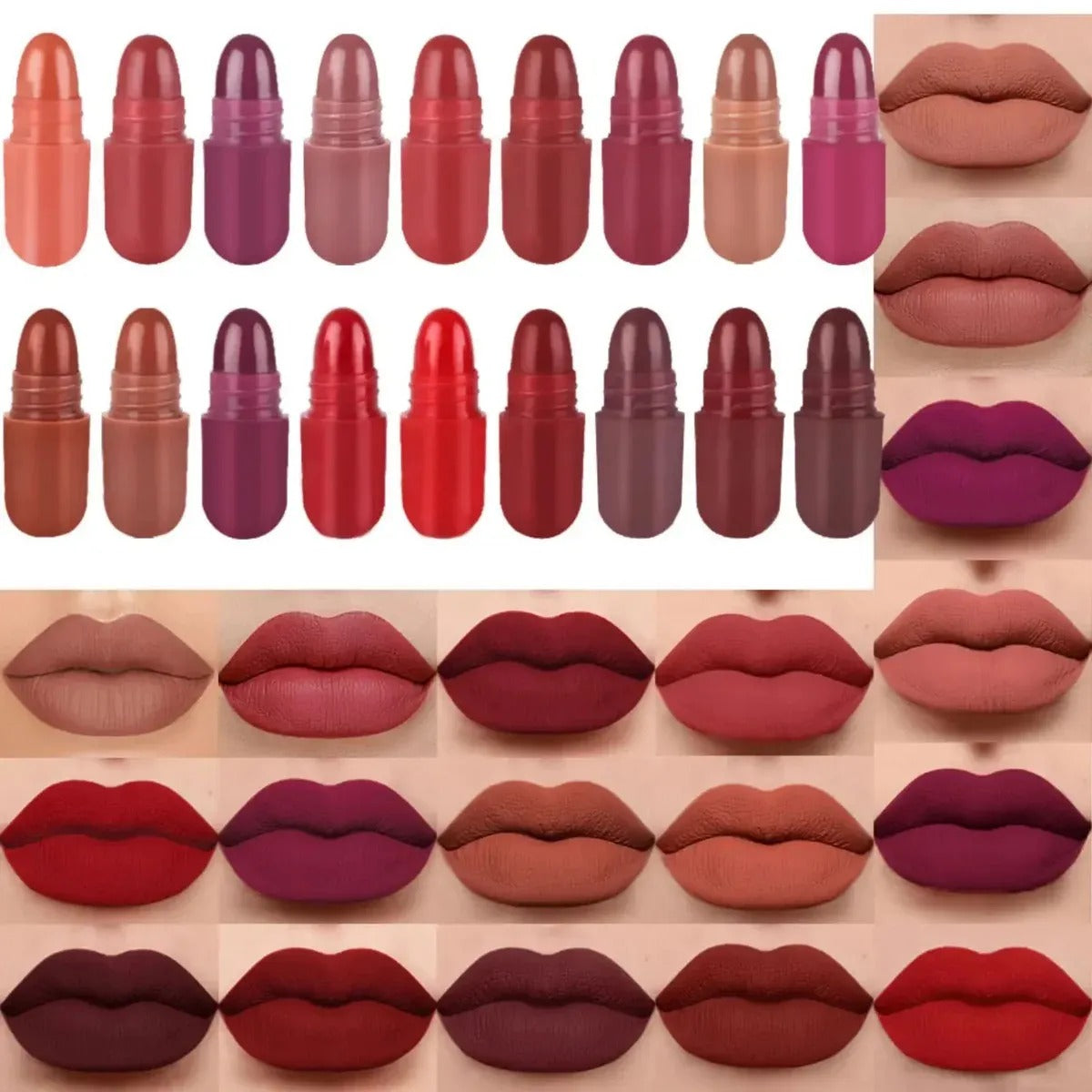 Mini lipstick set, 18 colors, Capsule Lipstick Set caramel matte velvet Candy, Lipstick waterproof, long-lasting, Makeup lipstick For Girls